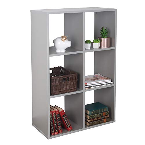 RICOO Standregal 6 Regalböden WM078-PL Raumteiler Regal schmal grau...