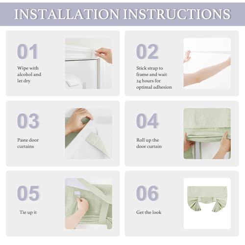 Image of RYB HOME 100% Blackout Curtains for Small Window, Linen Textured Blend Insulating Privacy French Door Curtains Tie Up Shades for Kitchen Storage Cabinet Basement, W 30 x L 40, Light Sage, 1 Panel