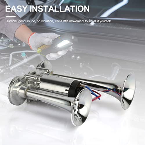 Yesbay HORN001 600Db Super Loud Dual Electric Air Horns Kit For Vehicles - With Compressor, Applicable For Cars thumb #2