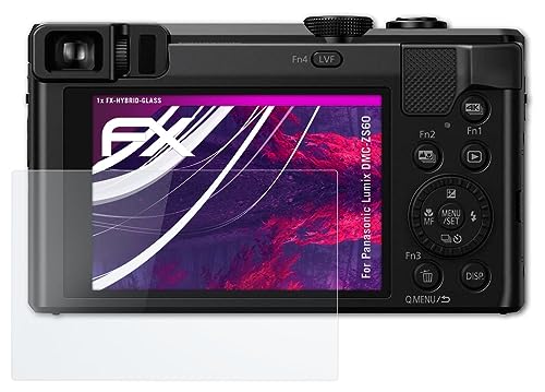 atFoliX Plastic Glass Protective Film compatible with Panasonic Lumix DMC-ZS60 Glass Protector, 9H Hybrid-Glass FX Glass Screen Protector of plastic