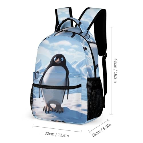 Penguin Antarctica Ice Backpack Set 3 Piece, Durable Backpack Insulated Lunch Bag Portable Pencil Case for Men Women2