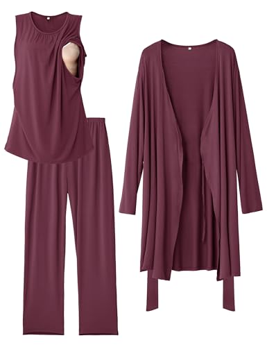 SUNNYBUY Stillpyjama Set Damen 3-teilig mit Morgenmantel