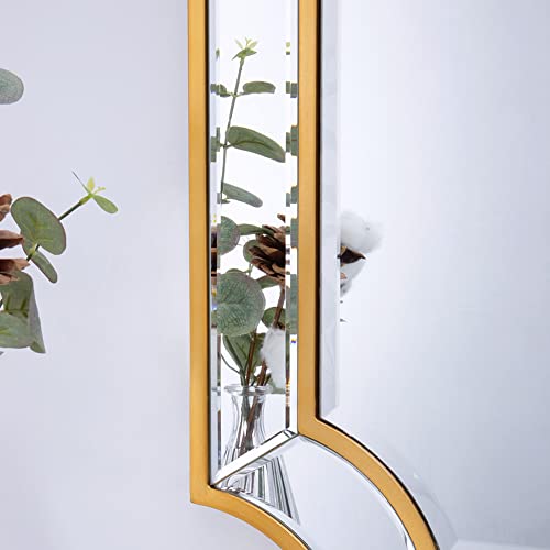 Chende Arched Mirrors For Decor, Gold Wall Mirror With Wooden Frame, 34''X22'' Large Elegant Decorative Mirror For Living Room, Entryway, Bathroom #TOP3