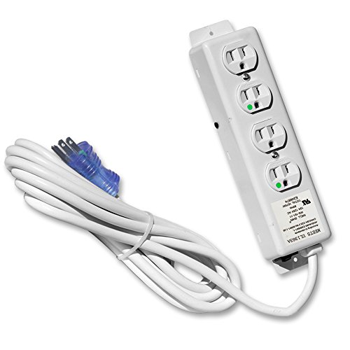 4 Outlet Hospital Grade Power Strip - 15ft Cord - Medical Use UL 1363A Compliant-Tamper Resistant Outlets