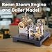 Steam Engine Model with Boiler DIY Kit, SE-01 Full Metal Beam Engine Steam Engine Model Kit That Works with Centrifugal Regulator (84PCS)