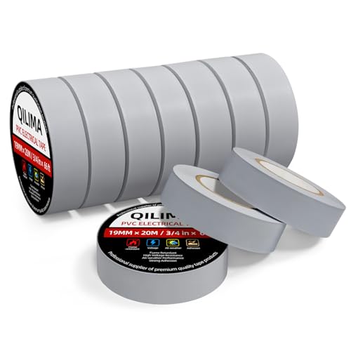 Image of QILIMA Electrical Tape 10 Pack 3 /4-Inch by 60 Feet,Lead-Free Flame Retardant Electrical Tape, Adhesive for General Home Vehicle Auto Car Power Circuit Wiring Sliver (130mic)