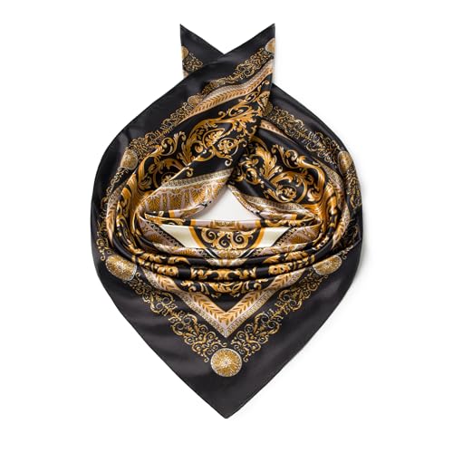 Image of 35 inch Men's Silk Cowboy Scarf - Oversized Western Bandana Neckwear, Large Square Scarf with Gift Packaging