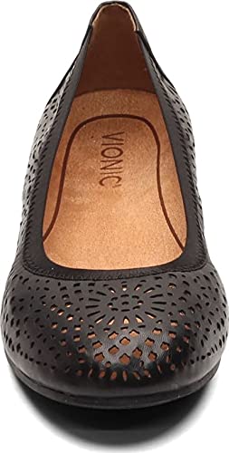Vionic Robyn Women's Comfort Flat Black Leather - 8 Medium #TOP1