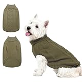 Mihachi Turtleneck Dog Sweater - Winter Coat Apparel Classic Cable Knit Clothes with Leash Hole for Cold Weather, Ideal Gift for Pet in New Year Army Green New SM