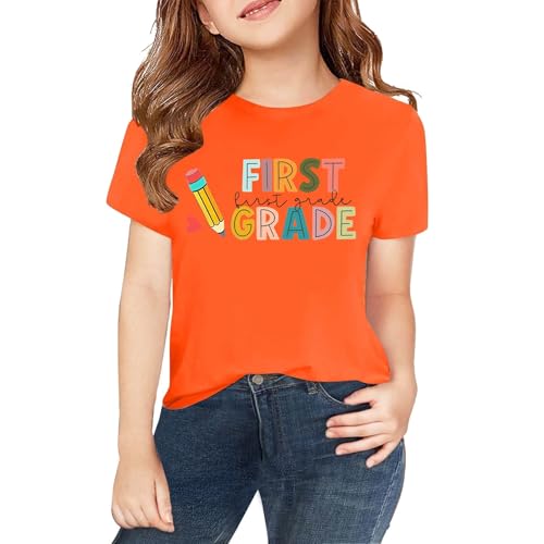 First Grade Short Sleeve Shirt for Girls Boys, Kids Unisex School Day Clothes, Retro First Day of School Comfy Shirt