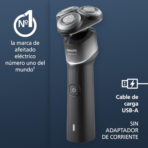 Philips Serie X5000 Afeitadora Eléctrica Hombre, Máquina de Afeitar Barba, 27 cuchillas, Cuida la piel, Cabezal flexible 360º, 50min de uso, En Seco y Húmedo, Recargable, X5004/00, Plata - imagen 2