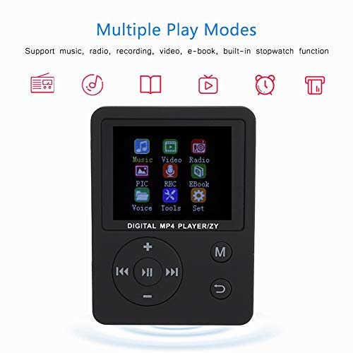 Diyeeni Draagbare MP3-mp4-speler met hoofdtelefoon, multifunctionele hifi-muziekspeler, ondersteunt 32G TF-kaart, 1,8 inch kleurendisplay, FM-radio, video, e-book, 8H looptijd (zwart) - Image 8