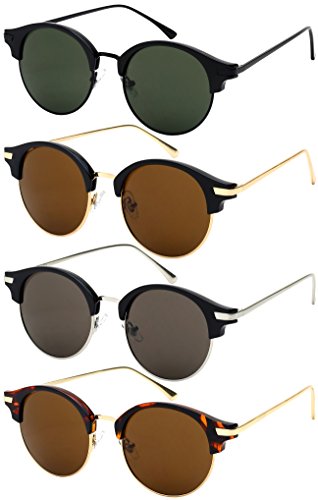 Edge I-Wear Round Half Frame Horned Rim Sunglasses 541053-SD3