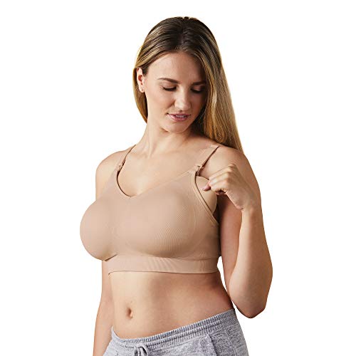 BRAVADO! DESIGNS Women's Body Silk Seamless Nursing Bra and Maternity Bra, Apricot, Large