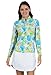 IBKUL Women’s Sun Protective UPF50+ Icefil Cooling Paddy Print Long Sleeve Mock Neck Top – 10757 Lime Multi Paddy XXL