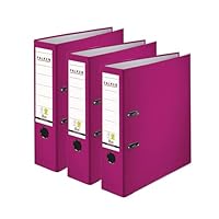 Original Falken 3er Pack PP-Color Ordner. Made in Germany. 8 cm breit DIN A4 Brombeere Vegan Kunststoff-Ordner Ringordner Aktenordner Briefordner Büroordner Plastikordner Schlitzordner
