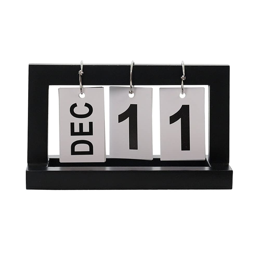 Calendario da tavolo ribaltabile in legno, calendario perpetuo ribaltabile riutilizzabile in stile nordico Calendario da tavolo semplice in piedi Calendario da tavolo girevole