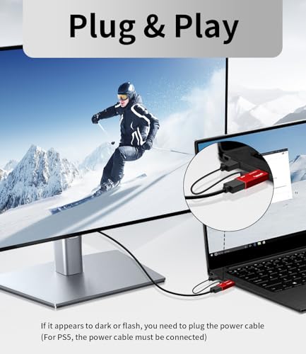 Adaptador HDMI a DisplayPort, 4K@60Hz, Cable USB Rojo miniatura 6