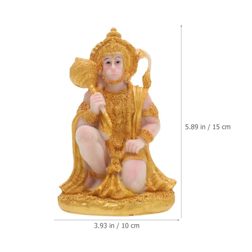 HOMSFOU Lord Statue Resin Ramayana Figurine 6 Inch Small Hindu Temple Decoration Desktop Figurine, Tan, 6x3.5x2.4 inches - Image 2