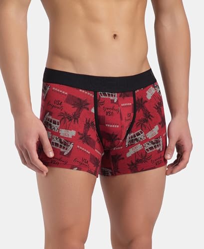Image of Jockey US63 Men Super Combed Cotton Elastane Stretch Printed Trunk with Ultrasoft Waistband (Prints May Vary)