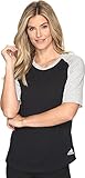 Cuello redondo adidas Camiseta de béisbol raglán para mujer - S17SPT007, Camiseta de manga corta de béisbol, XS, Negro