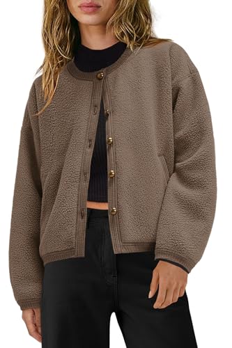 Yanekop Womens Sherpa Jacket Button Down Fleece Winter Coat Fuzzy Jackets Chunky Cardigan Sweaters Open Knit Sweater