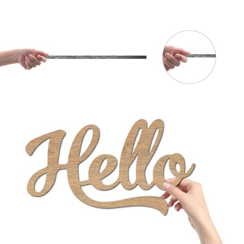 CREATCABIN Wooden Hello Letter Signs Unfinished Wooden Hello Sign Laser Cutout Word Wall Art Decor Word Sculpture DIY Ornaments for Front Door Home Decorations 9.8 x 5.5Inch - Image 3