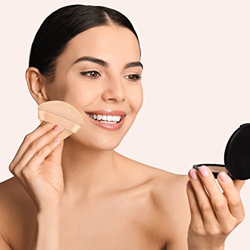 2 Pcs Powder Puff Triangle Makeup Puffs For Loose Setting Powder Face Body, Foundation Blender Velour Setting Powder Puff, Super Soft Eye Makeup Wedges Beauty Tools (Black Nude) #TOP4