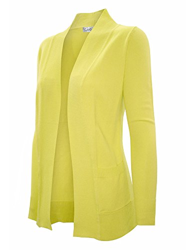 Image of Cielo Women's Solid Basic Open Front Pockets Knit Sweater Cardigan