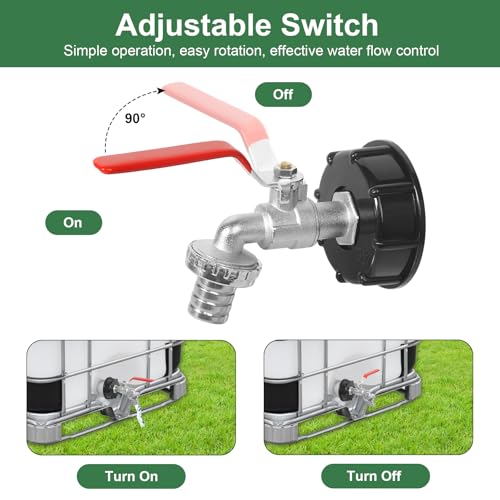 IBC Tank Zubehör, IBC Tank Auslaufhahn 1000l Wassertank Zubehör Auslaufhahn, 3/4 Zoll IBC Auslaufhahn IBC Container Zubehör mit IBC Adapter Kappe für Wassertank Wasserhahn