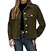 Kenhansion Cropped Jacket for Women Fashion Crop Corduroy Jackets Long Sleeve Button Down Outwear Trendy Tops with Pockets (Army Green,Large)