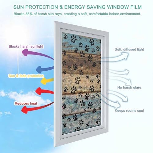 Película para ventana con estampado de huellas de perro 17.7x39.3 in miniatura 6