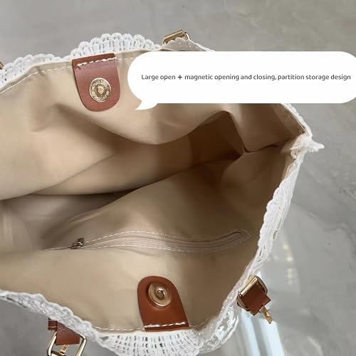 Bolso blanco de encaje con cierre kiss lock y correa de muñeca miniatura 6