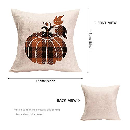 Fall Pillow Covers 18X18 Inch Set Of 4 Farmhouse Square Throw Pillow Covers For Fall Thanksgiving Holiday Decorative Pillows For Sofa Bedroom Car Couch (Brown) #TOP1