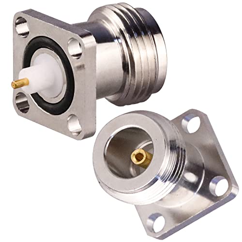 TUOLNK シャーシ Nメス ジャック 4穴パネルマウント Nタイプ 同軸アダプター 17.5mm PCB はんだ RF 同軸 アンテナアンテナ/Wifiラジオ用 コネクター 2個入り