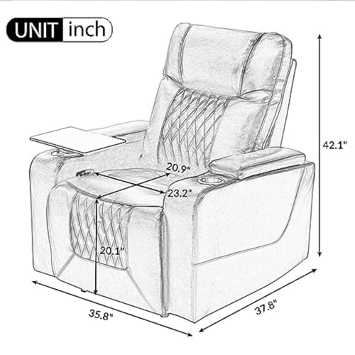 Sillón reclinable manual grande cuero marrón miniatura 3