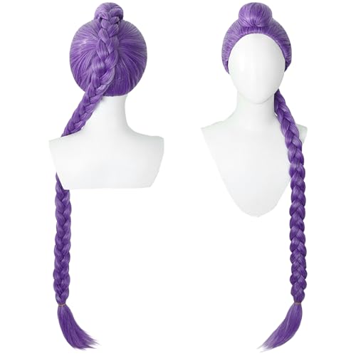 CWENDANER Perruque violette pour femme - Décoration de fête d'Halloween - Carnaval - Décoration de fête et joli cadeau pour les fans (120 cm)