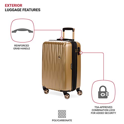 Image of SwissGear 7272 Energie Expandable Hardside Luggage with Spinner Wheels and TSA Lock, Gold, Carry-On 19-Inch