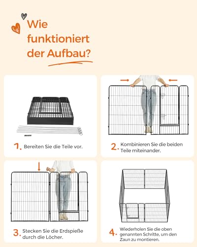 Feandrea Freilaufgehege, Laufstall DIY, mit 8 Gitterplatten je 80 x 100 cm