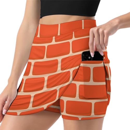 Mini jupe de course athlétique pour femme avec cuissard intégré imprimé rouge