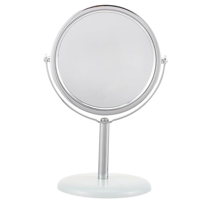 Kuruji Mini Round Tabletop Makeup Mirror Metal Rotation Desktop Portable Magnifying Vanity Deal for Makeup and Detailed Grooming Home Travel-picture-41