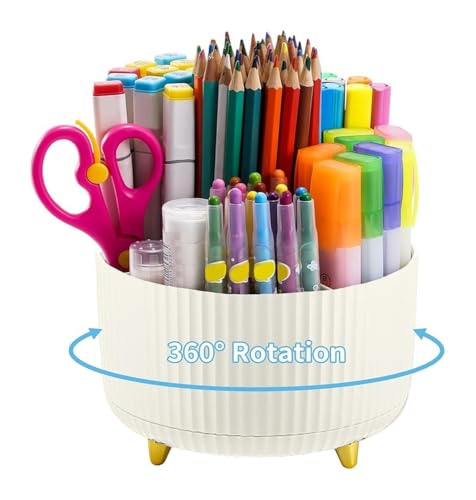 Porte-stylo rotatif 360 degrés noir avec 5 compartiments de rangement