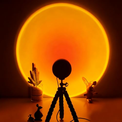 CORATED Sonnenuntergang Lampe, 360 ° Drehbares Romantisches Sunset Lampes, Geeignet für Fotografie, Selfie, Wohnzimmerdekoration (Sonnenuntergang-Rot)