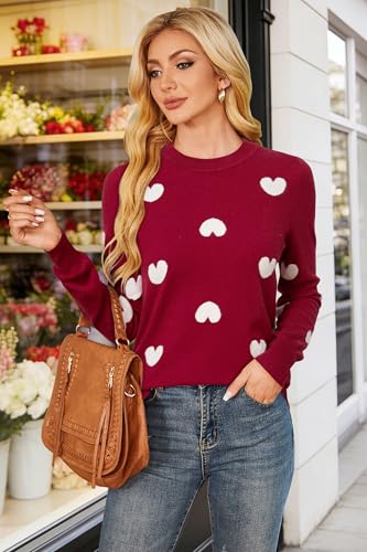 Image of Arach&Cloz Women's Wool Blend Classic Crew Neck Casual Fall Sweaters