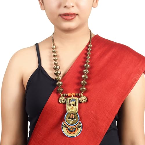 Image of Handcrafted Tribal Dhokra & Floral Charm Necklace Collection | Artisan Brass, Glass & Contemporary Statement Necklaces for Women | Ethnic, Elegant & Artistic Jewelry