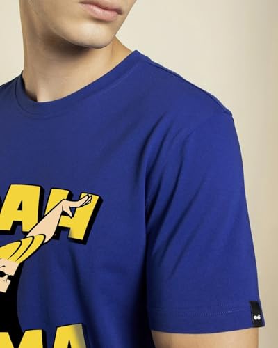 Image of Bewakoof X Cartoon Network Johnny bravo Men's Cotton Jersey Graphic Print Regular Fit Half Sleeve Round Neck T-Shirt | Tshirt for man | Tshirt for men cotton | Tshirts for men stylish | Casual Wear | Street Wear