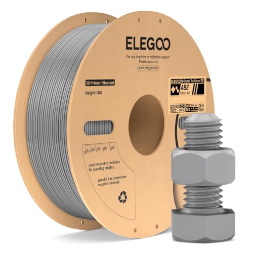 Image of ELEGOO ABS Filament 1.75mm Gray 1KG, Heat Resistant 3D Printer Filament High Toughness & Impact Resistance, 1kg spooll(2.2lbs) Fits for Most FDM Printer