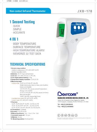 Image of Berrcom Non-Contact Forehead Infrared Thermometer 1 Year Warranty - Digital IR Thermometer Gun with LCD Backlight, Electronic Thermometer Body Thermal Detector