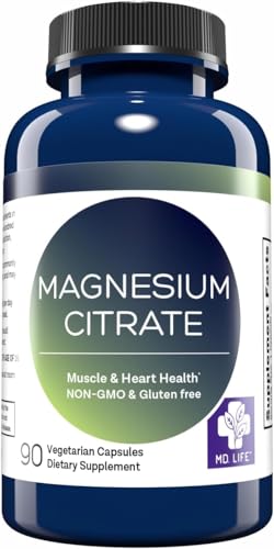 MD. Life Magnesium Citrate 250 mg, High Absorption, 90 Capsules, Non-GMO