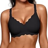 Soft Comfortable Bras - 55% nylon and 45% spandex. This scalloped wirelss bra are crafted from upgraded fabric for an ultra-soft touch, enhanced stretchability, and greater size inclusivity. They hug your curves and move with you, while the breathabl...